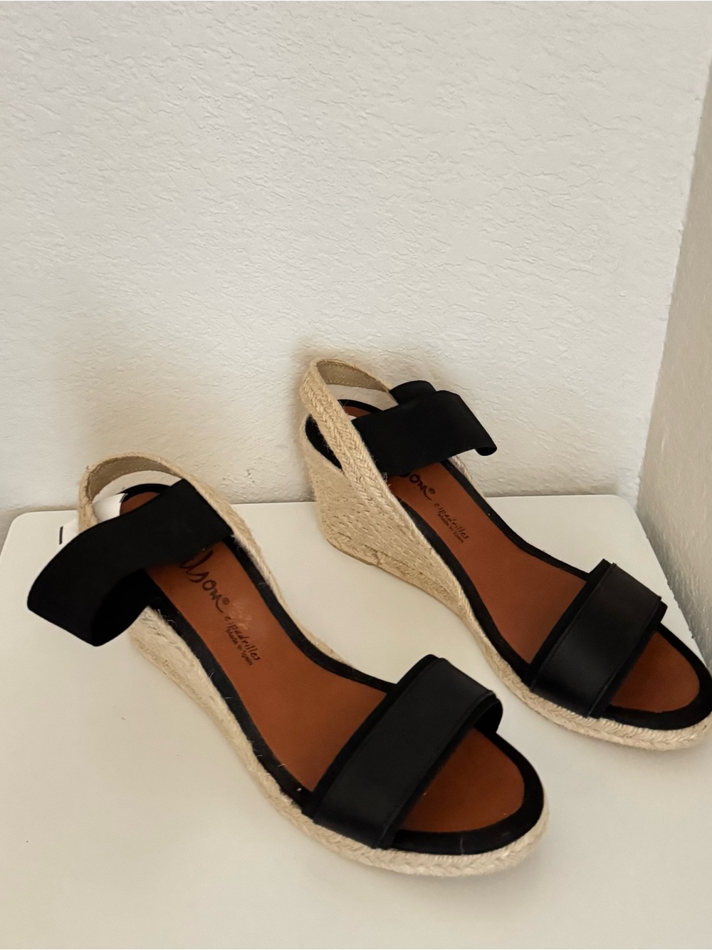 Dalson Black Espadrille Wedge Sandals with Ankle Strap - Women - Picture 2 of 3